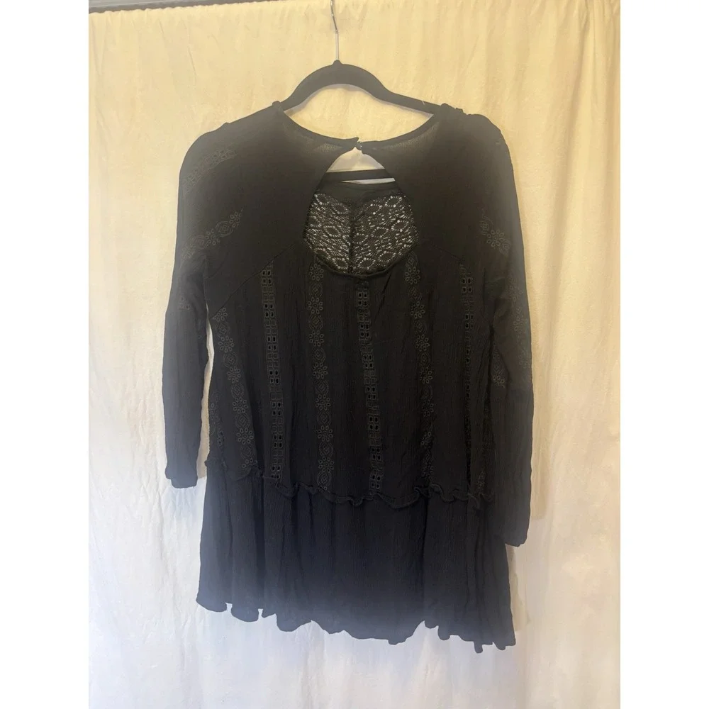 Adiva Women's Black Rayon Round Neck Long Sleeve Casual Top Blouse‎ Size M HH14 - Picture 7 of 7